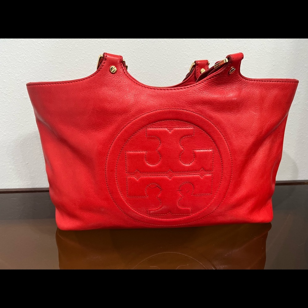 Bright red Tory Burch Tote